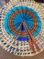 African Print Folding Fan from Ghana Turquoise