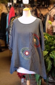 Textured Cotton Top w/Hand-painting