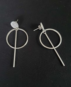 Circle & Bar Sterling Silver Earrings