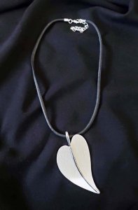 Brushed Finish Curved Heart Necklace
