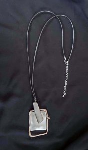 Two-tone Tab Pendant Necklace