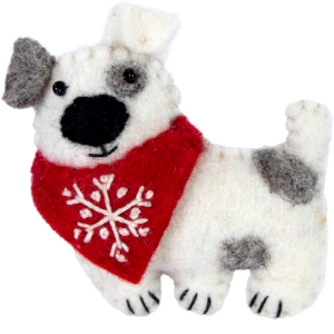 Snowflake Felted Dog Ornament