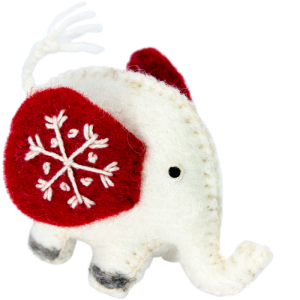 Snowflake Jumbo Elephant Felted Ornament