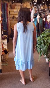 Sleeveless Cotton Midi Dress Pockets - Sky Blue