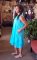 Sleeveless Cotton Midi Dress Pockets - Turquoise